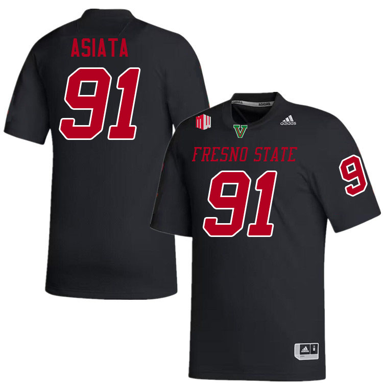 Men #91 Auckland Asiata Fresno State Bulldogs College Football Jerseys Stitched-Black